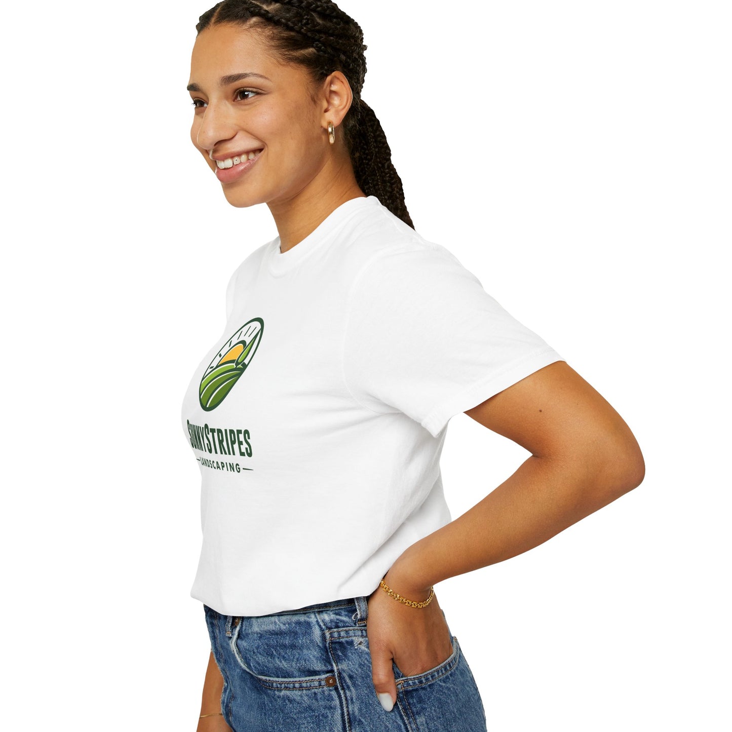 Sunny Stripes Landscape T-Shirt | Unisex Garment-Dyed Tee for Nature Lovers