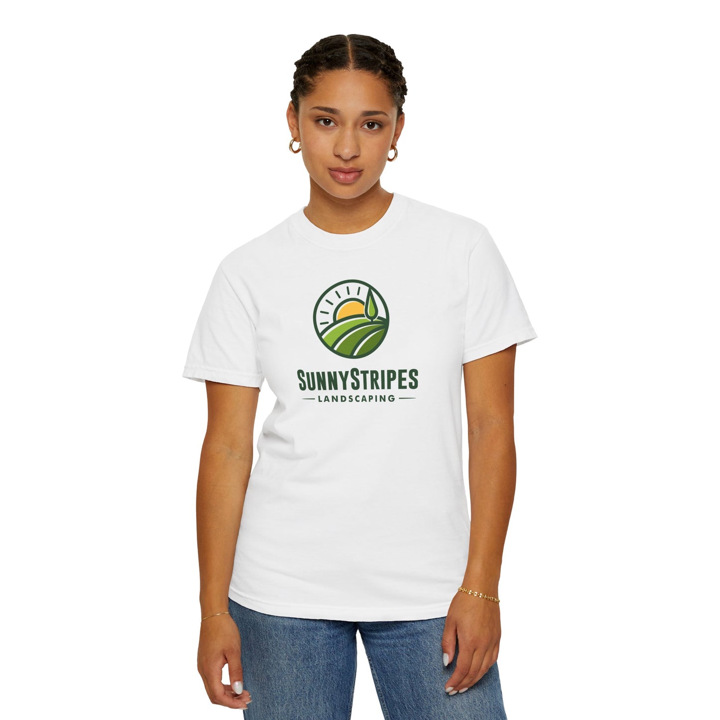 Sunny Stripes Landscape T-Shirt | Unisex Garment-Dyed Tee for Nature Lovers