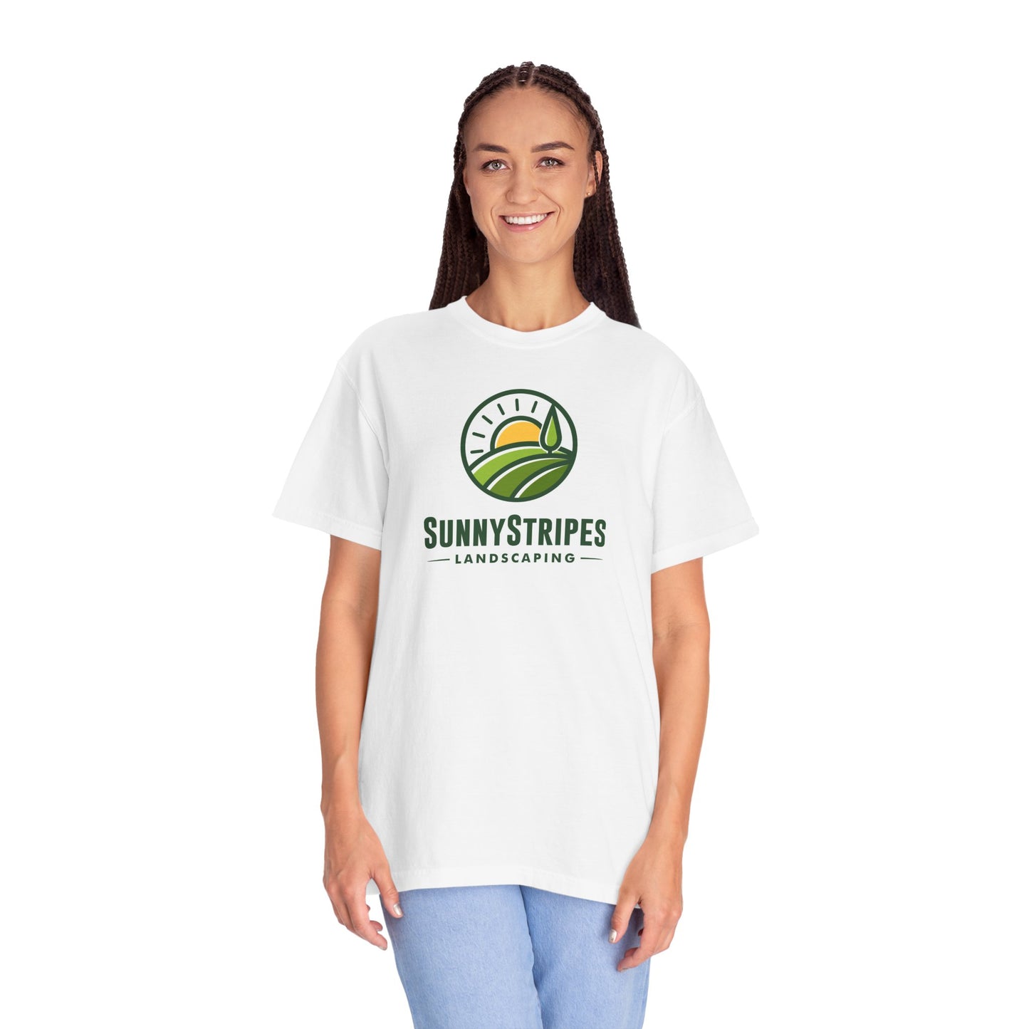 Sunny Stripes Landscape T-Shirt | Unisex Garment-Dyed Tee for Nature Lovers