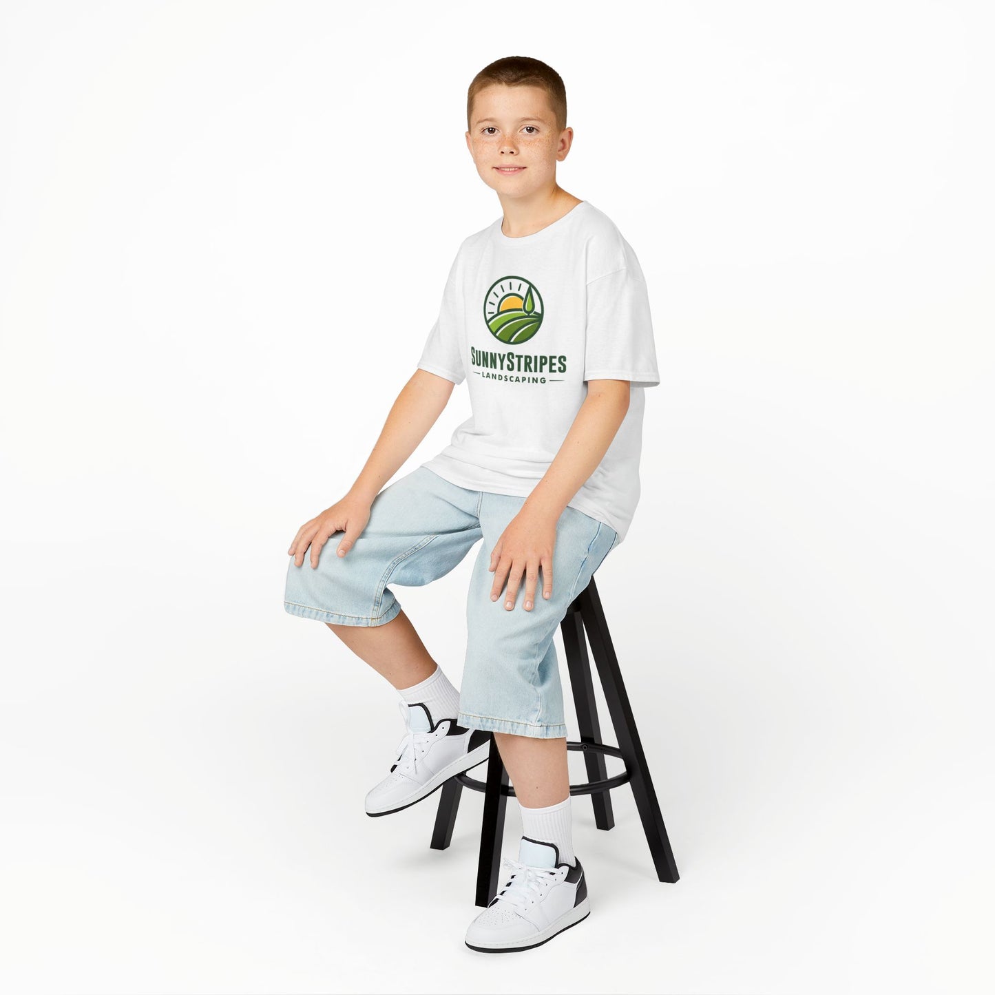 Sunny Stripes Landscaping Kids Tee - Fun & Playful Design for Gardening Enthusiasts