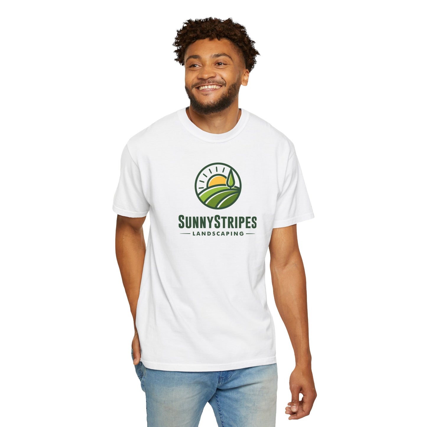 Sunny Stripes Landscape T-Shirt | Unisex Garment-Dyed Tee for Nature Lovers