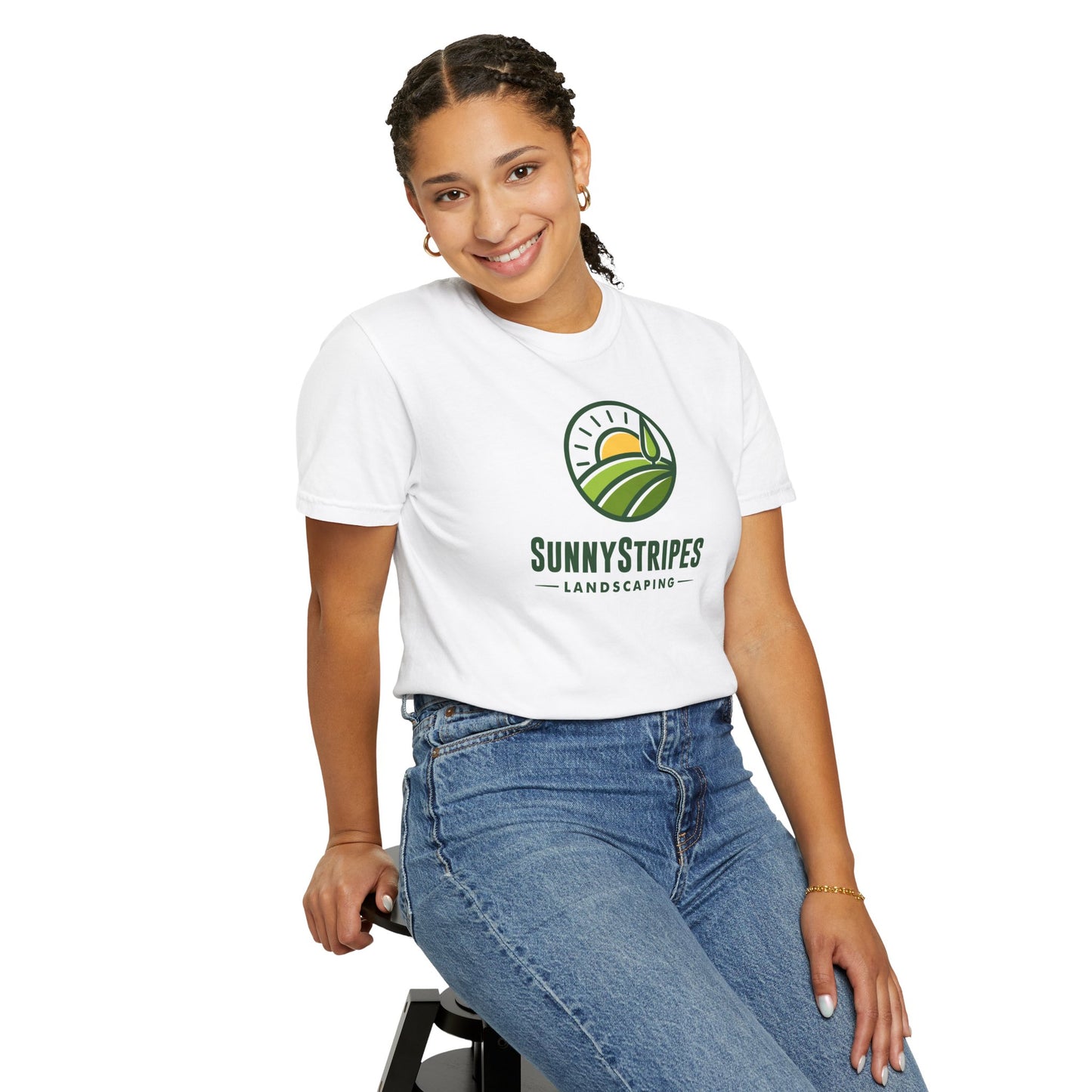 Sunny Stripes Landscape T-Shirt | Unisex Garment-Dyed Tee for Nature Lovers