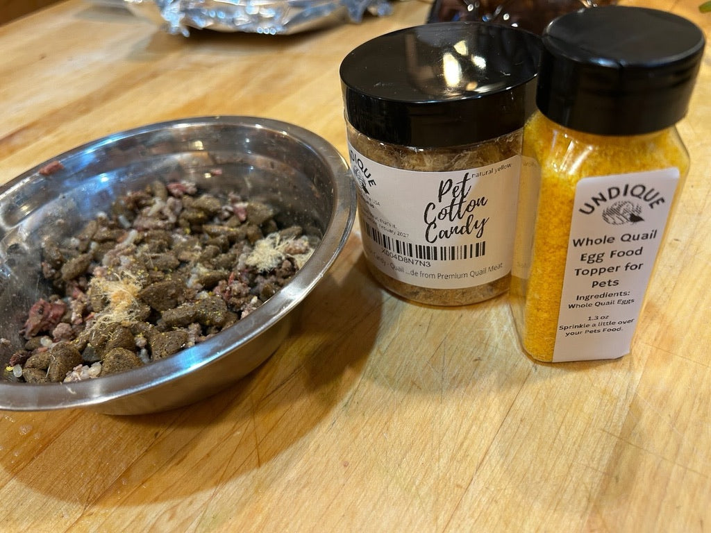 Pet Cotton Candy - Quail All Natural Protein-Rich Fluffy Treat for All Pets, one Ingredient only pet Treat and Food Topper for picky Eaters or gourmets. Made from Premium Quail Meat
