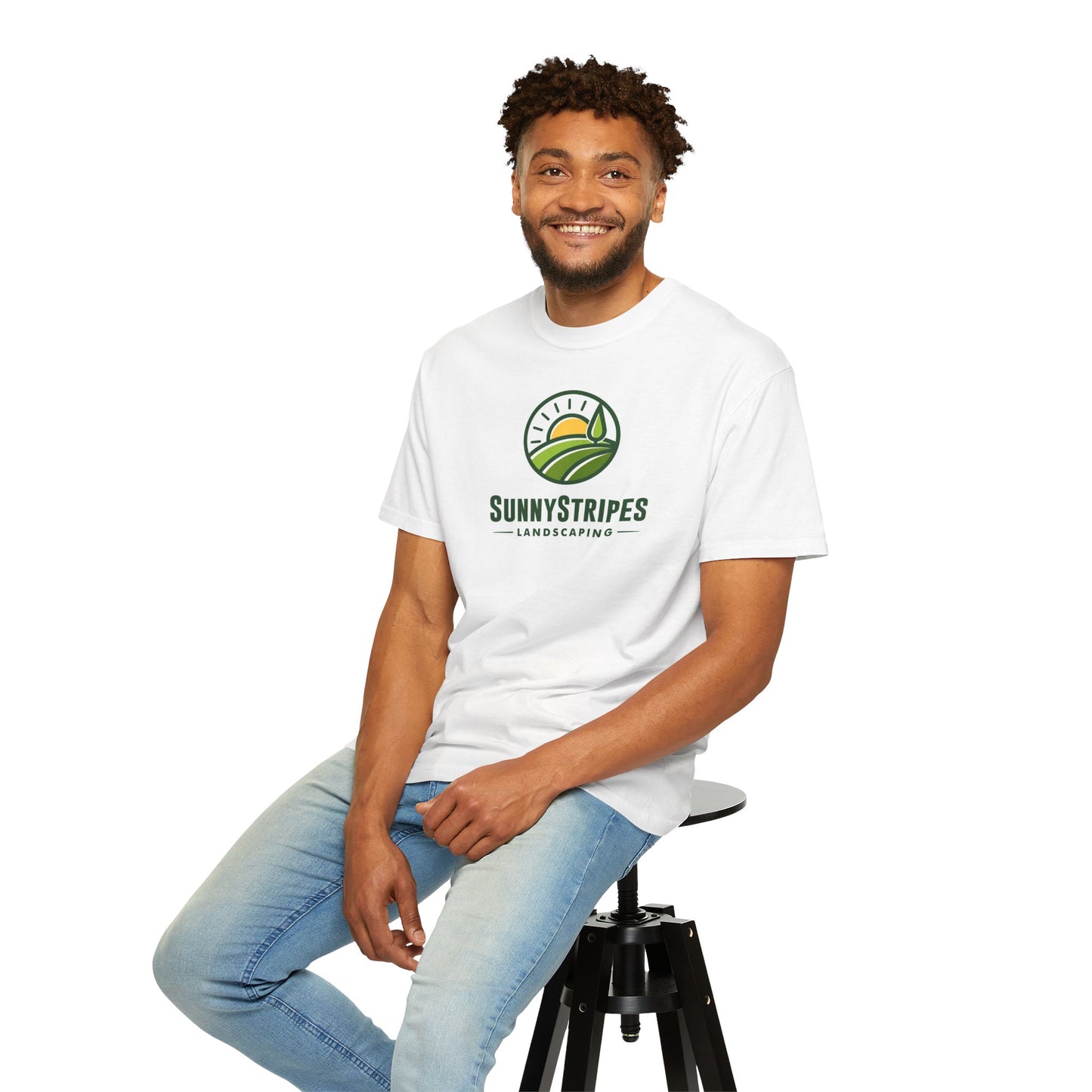Sunny Stripes Landscape T-Shirt | Unisex Garment-Dyed Tee for Nature Lovers
