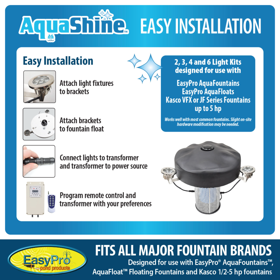 EasyPro AquaShine Two Light Warm White LED Fountain Lights