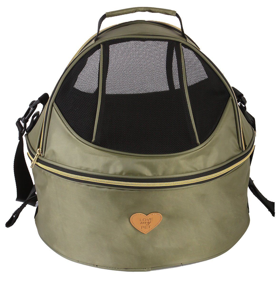 Pet Life ® 'Air-Venture' Dual-Zip Airline Approved Panoramic Circular Travel Pet Dog Carrier