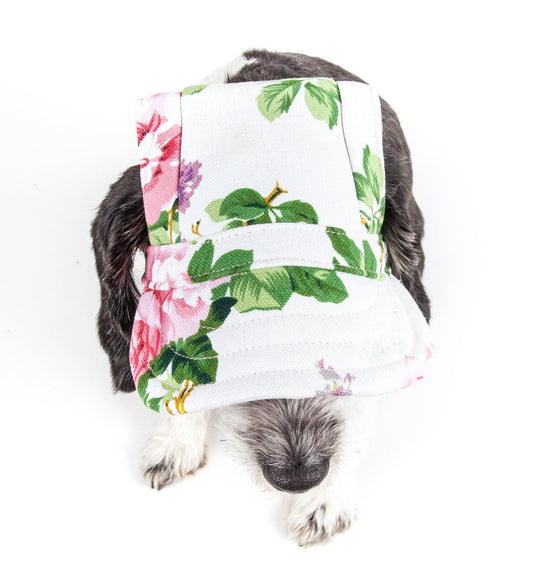 Pet Life ® 'Botanic Bark' Floral Uv Protectant Adjustable Fashion Dog Hat Cap