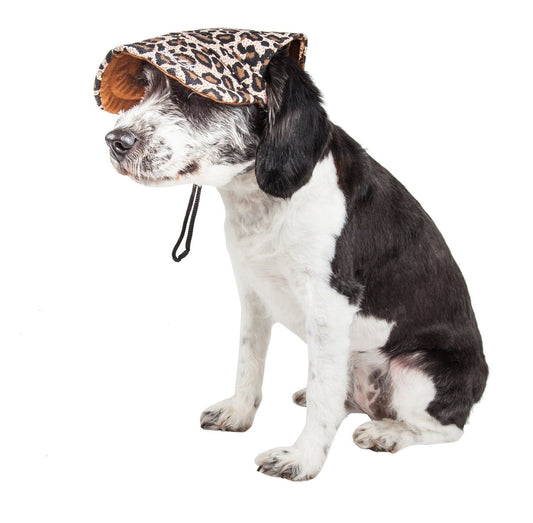 Pet Life ® 'Cheetah Bonita' Cheetah Patterned Uv Protectant Adjustable Fashion Dog Hat Cap
