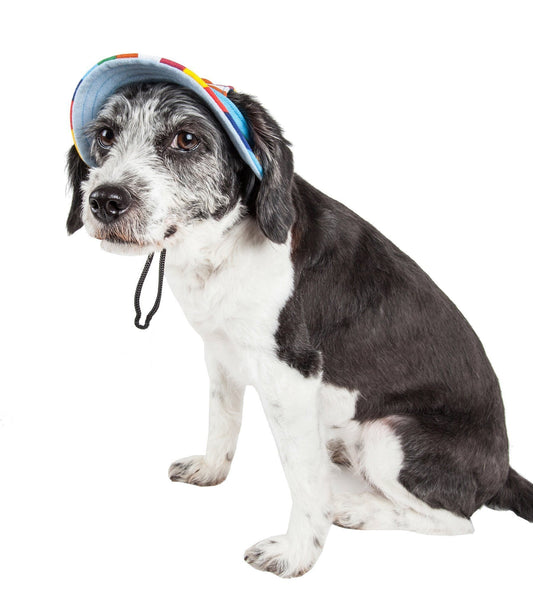 Pet Life ® 'Colorfur' UV Protectant Adjustable Fashion Canopy Brimmed Dog Hat Cap