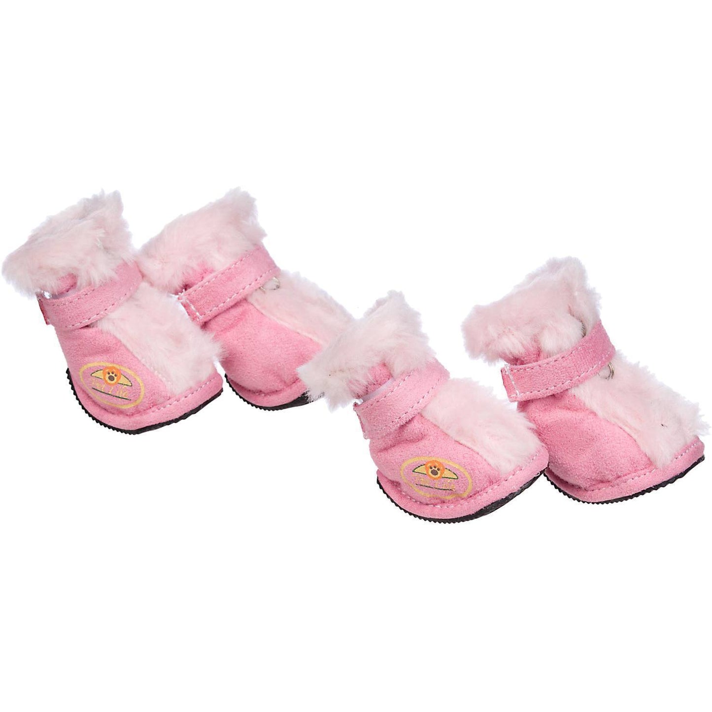Pet Life ® Fur-Comfort 3M Insulated Fashion Fur and Suede Winter Dog Shoes Boots - Set of 4