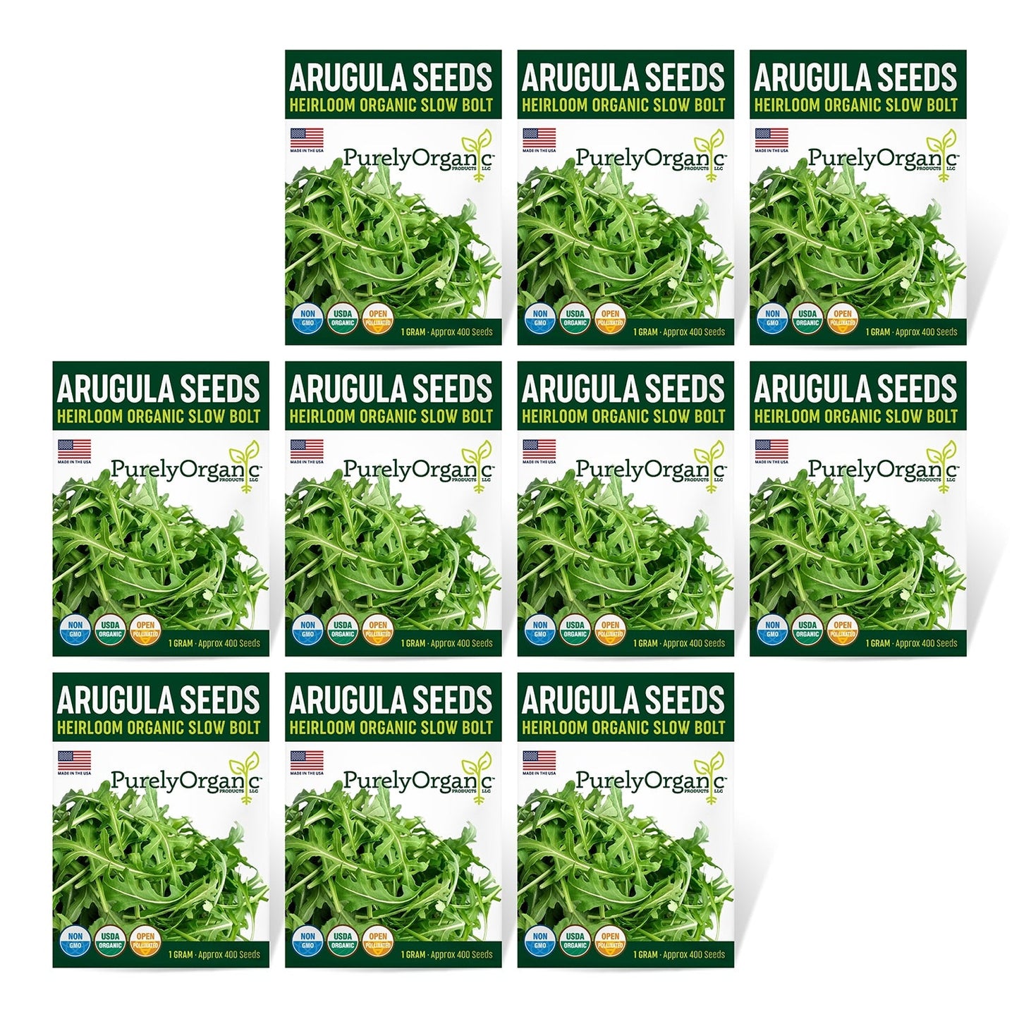 Purely Organic Slow Bolt Arugula Seeds - USDA Organic