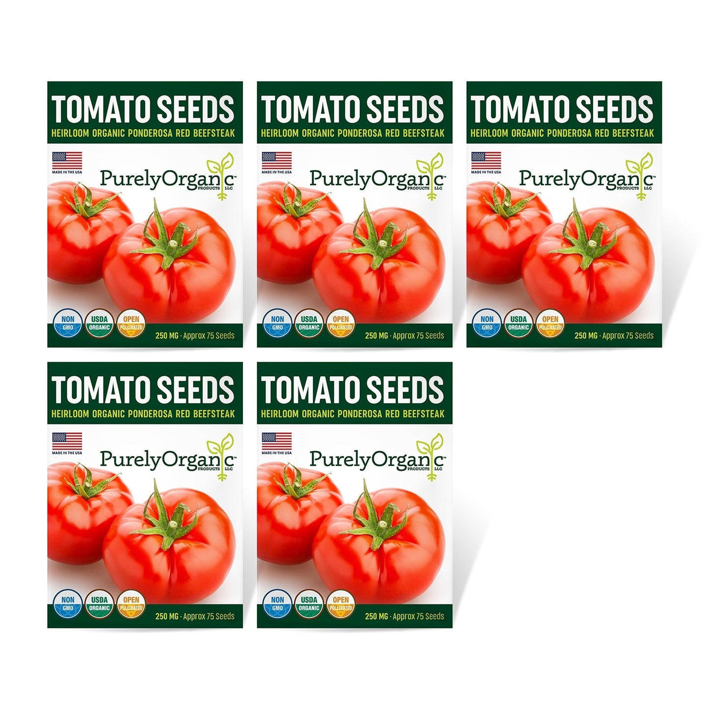 Purely Organic Ponderosa Red Beefsteak Tomato Seeds - USDA Organic