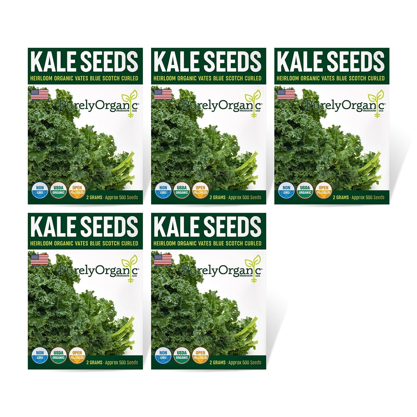 Purely Organic Vates Blue Scotch Curled Kale Seeds - USDA Organic