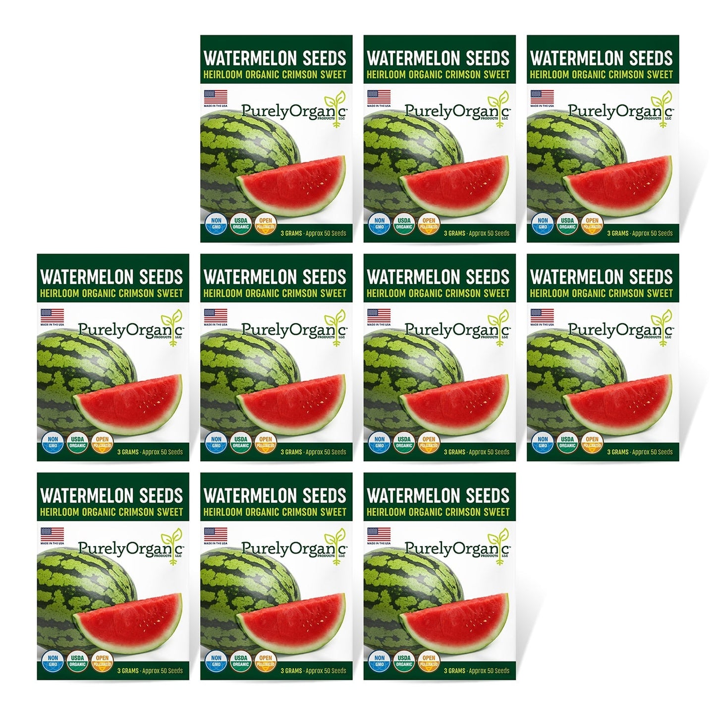 Purely Organic Crimson Sweet Watermelon Seeds - USDA Organic