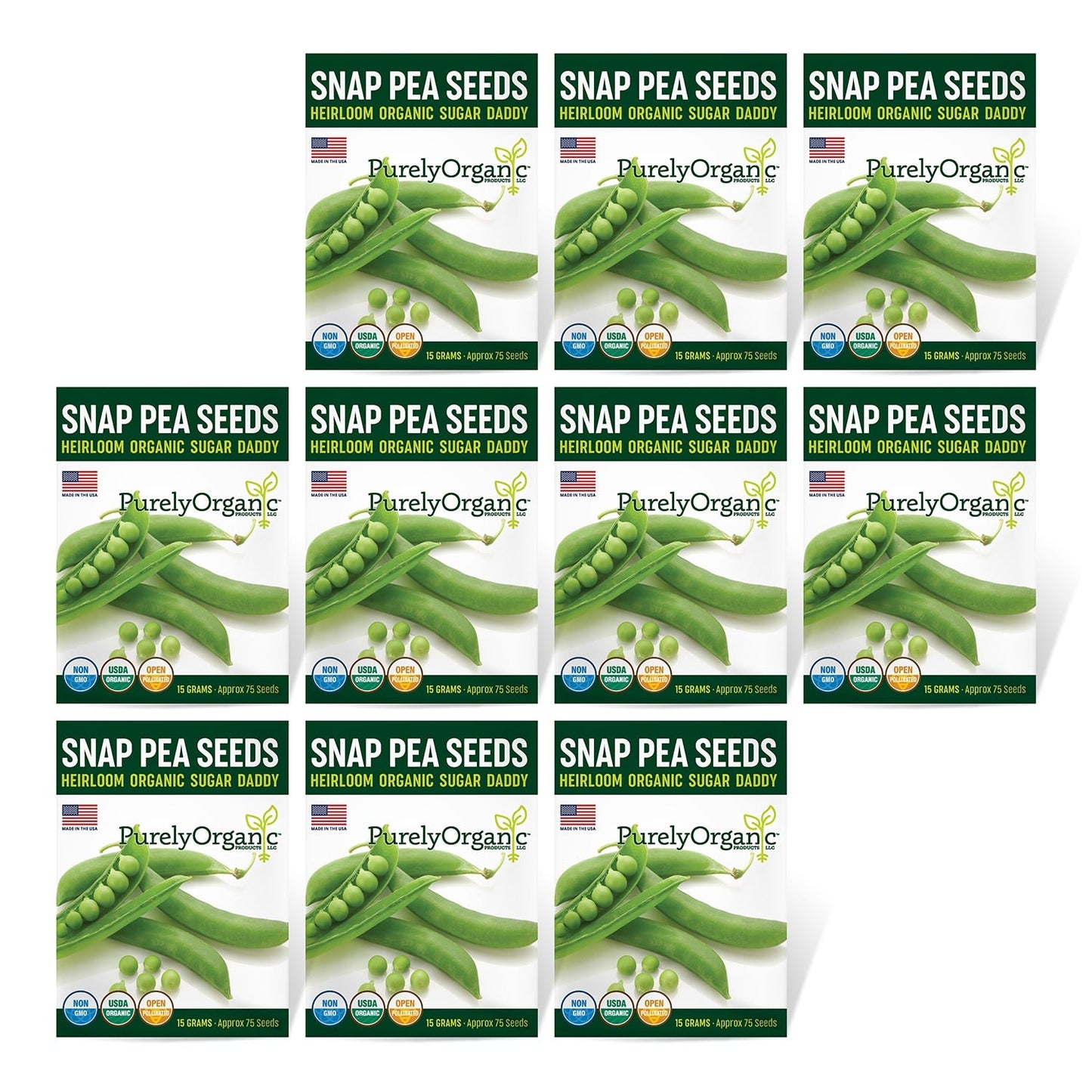 Purely Organic Sugar Daddy Snap Pea Seeds - USDA Organic