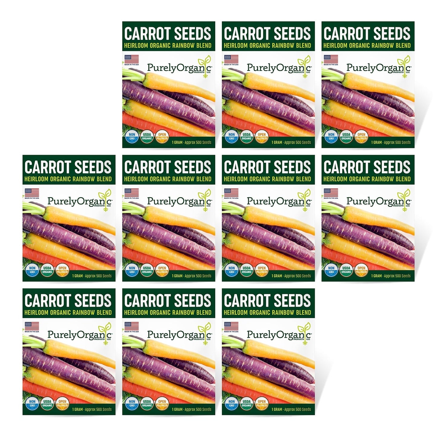 Purely Organic Rainbow Blend Carrot Seeds - USDA Organic