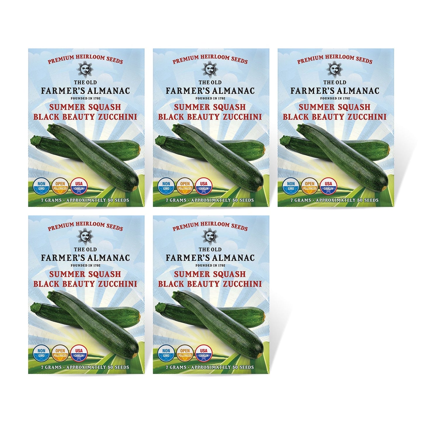 The Old Farmer's Almanac Heirloom Black Beauty Zucchini Summer Squash Seeds