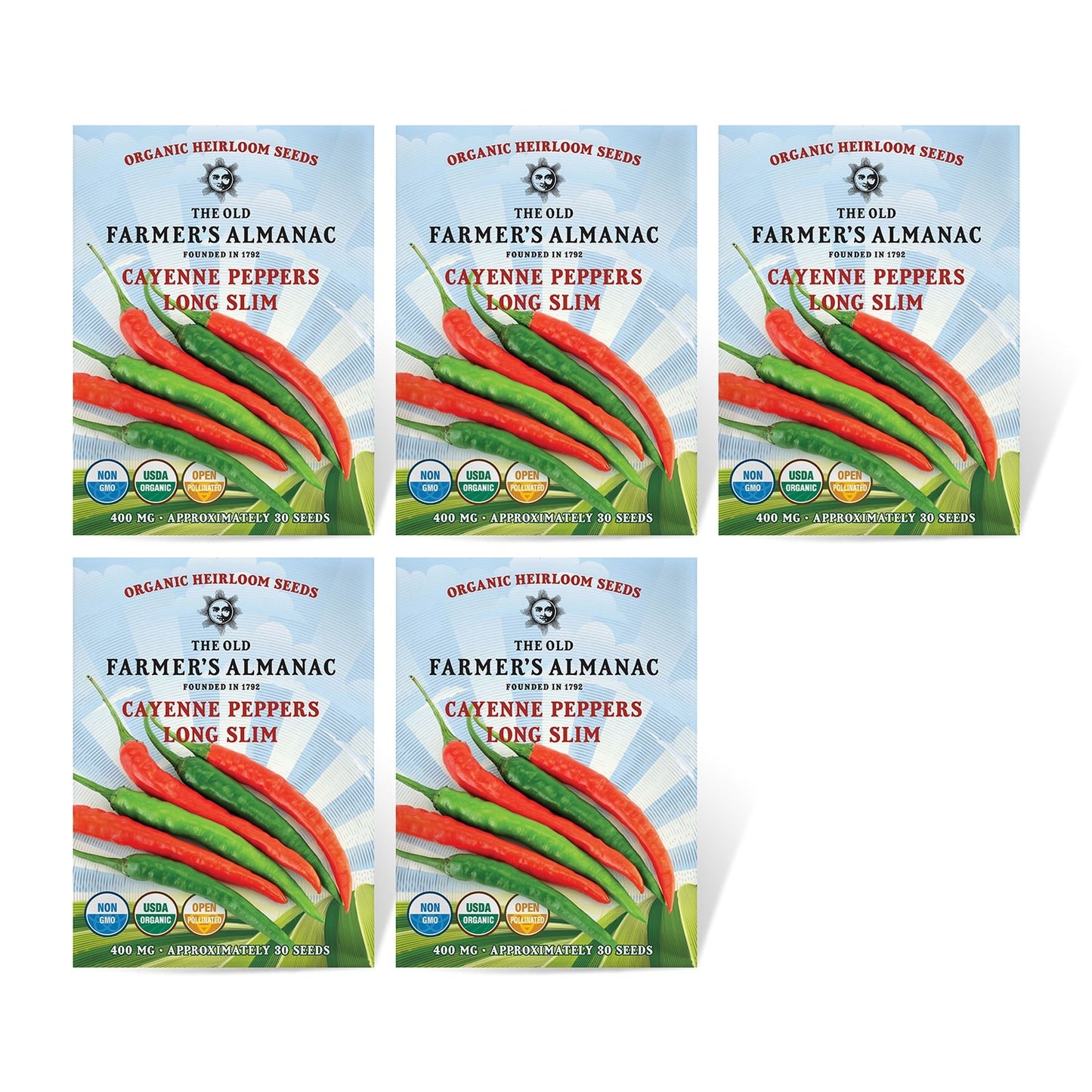 The Old Farmer's Almanac Heirloom Long Slim Cayenne Pepper Seeds - USDA Organic