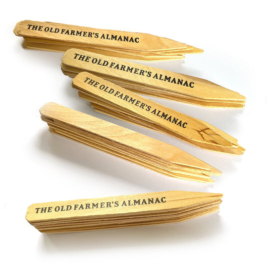 The Old Farmer's Almanac Wooden Garden Plant Markers - 40 Stakes - 8.0 x 0.875 Inches Each