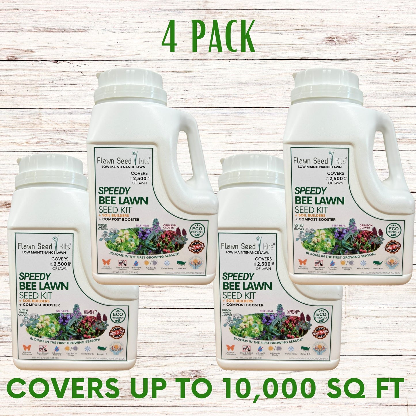 Speedy Bee Lawn Seed Kit – Quick Blooming, Pollinator-Friendly Flowering Lawn