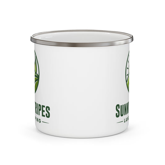 Sunny Stripes Landscaping Enamel Camping Mug - Perfect for Outdoor Enthusiasts & Nature Lovers