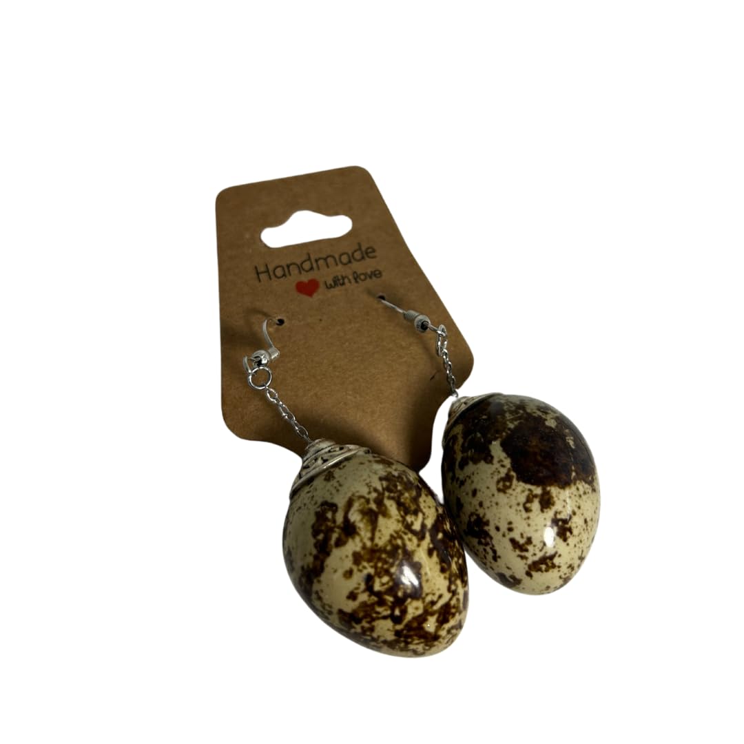 Quail Egg Earrings, Brown