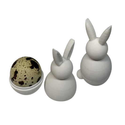 Quail Egg Cup Bunny Holder, White, DIY Paintable 2-Pack - Easter Decor Egg Holder for Spring Home Decor