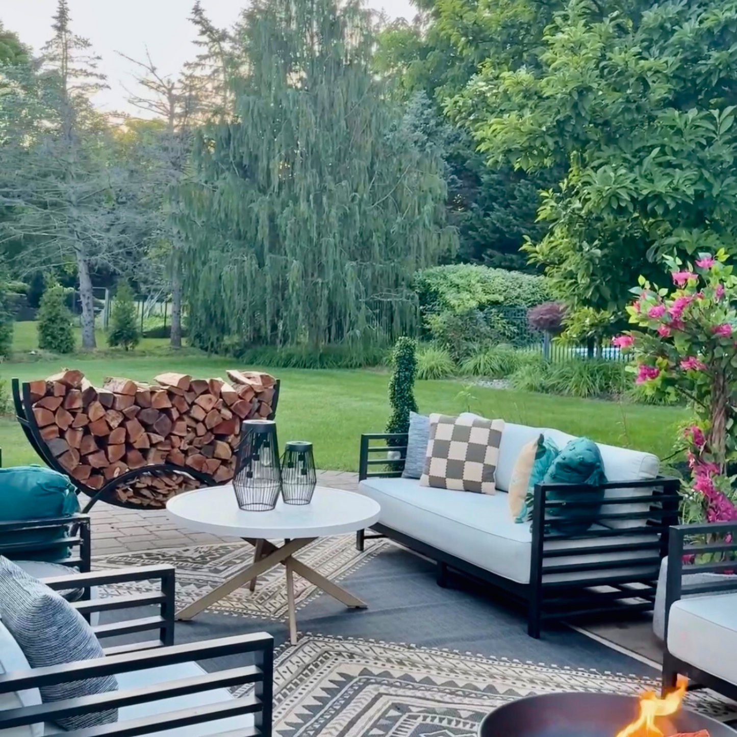 The Woodhaven 5ft Crescent Firewood Rack and Cover