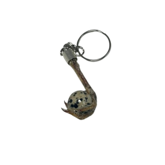 Quail Foot Keychain with Faux Quail Egg Stone