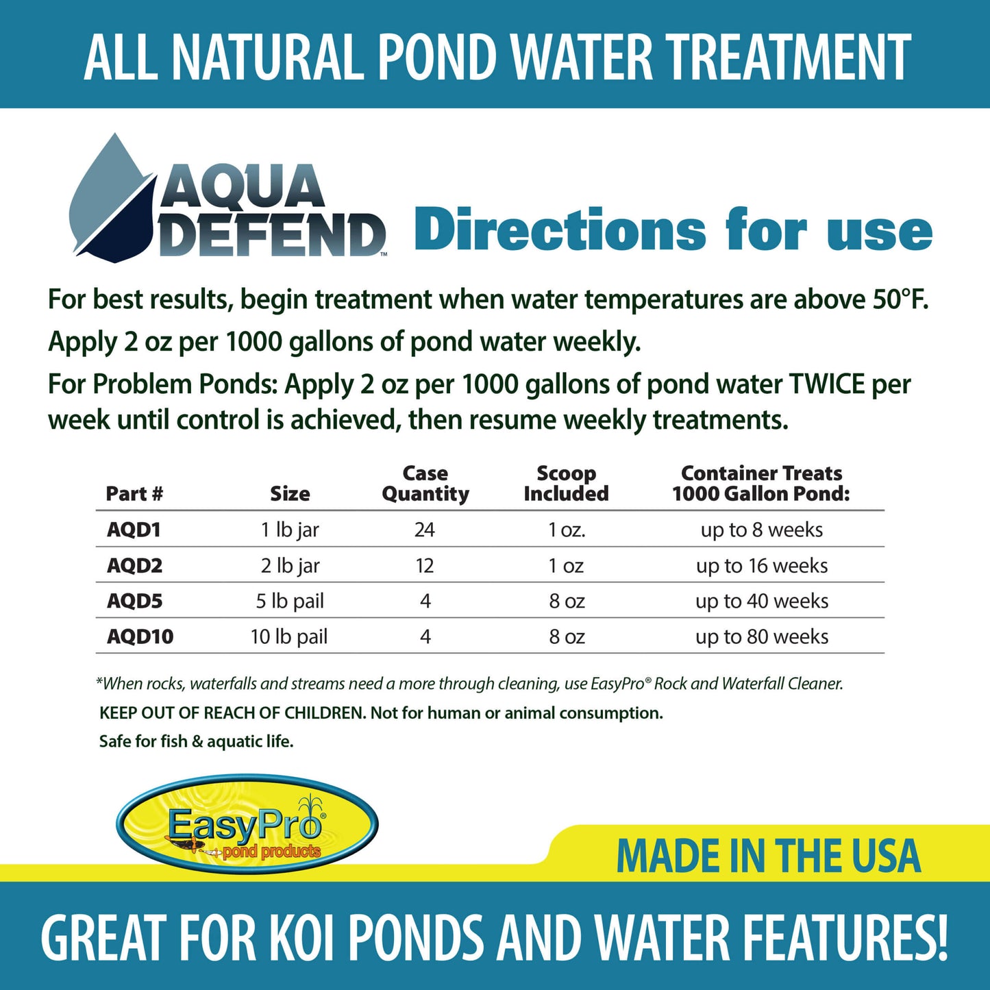 Easy Pro Aqua Defend™ All-Natural Pond Water Treatment