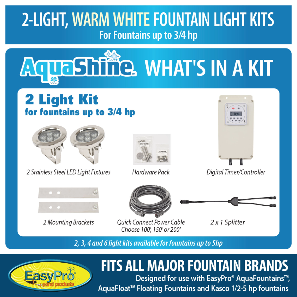 EasyPro AquaShine Two Light Warm White LED Fountain Lights