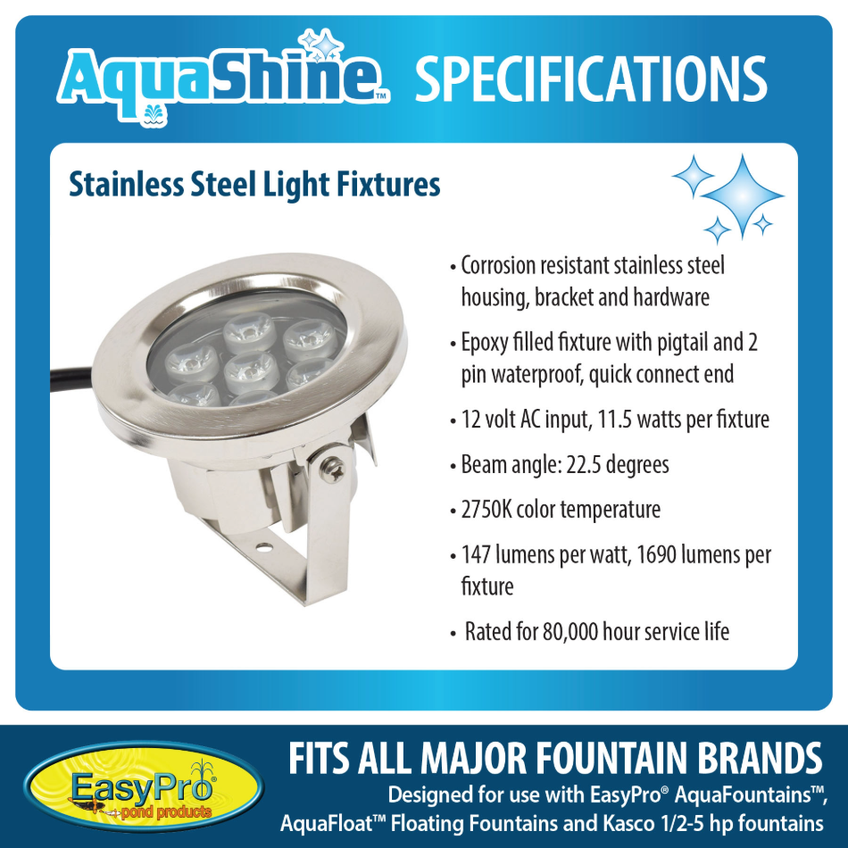 EasyPro AquaShine Two Light Warm White LED Fountain Lights