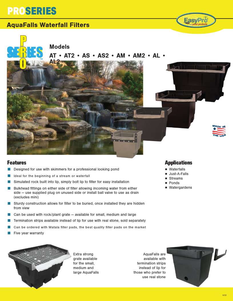 EasyPro Large Aquafalls with Matala Pads and Termination Strip