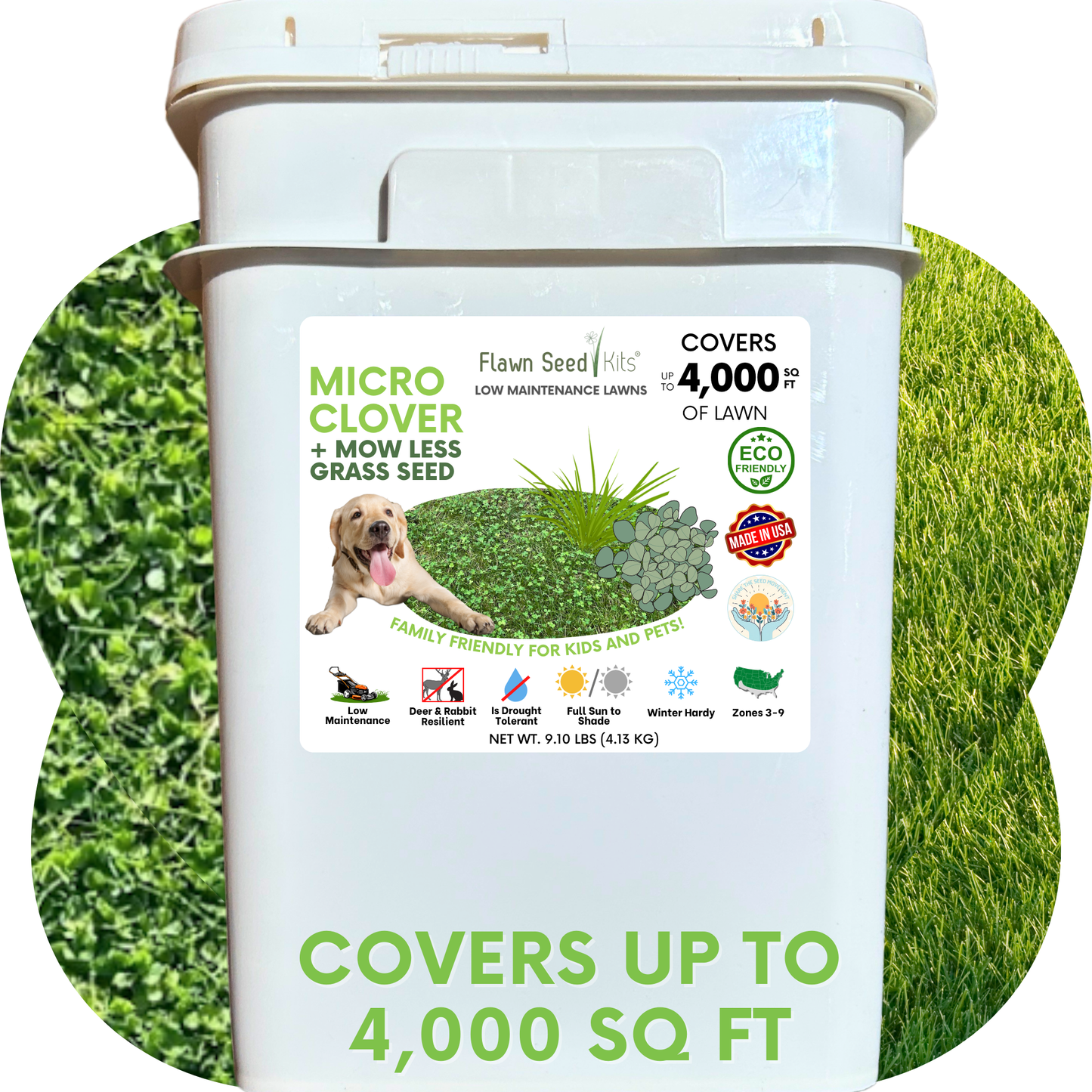 Micro Clover + Mow Less Grass Seed
