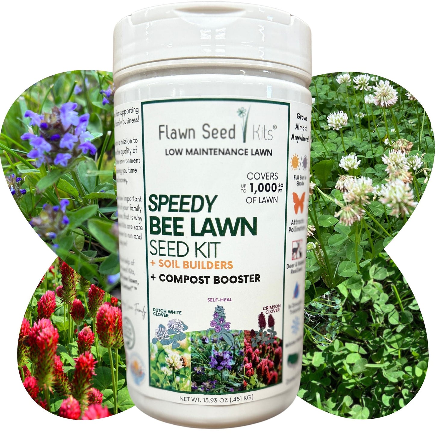 Speedy Bee Lawn Seed Kit – Quick Blooming, Pollinator-Friendly Flowering Lawn