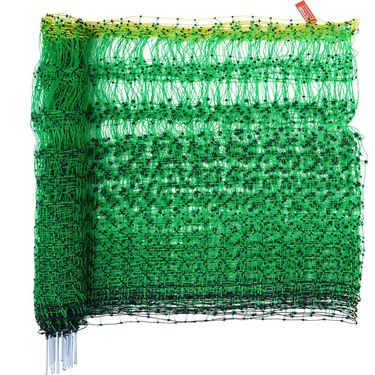 Electric Fence Netting, 48" H x 168' L, PE Net Fencing Kit with Posts & Double-Spiked Stakes, Utility Portable Mesh for Chickens, Ducks, Geese, Rabbits, Used in Backyards, Farms, and Ranches
