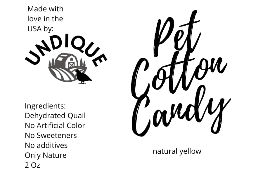 Pet Cotton Candy - Quail All Natural Protein-Rich Fluffy Treat for All Pets, one Ingredient only pet Treat and Food Topper for picky Eaters or gourmets. Made from Premium Quail Meat