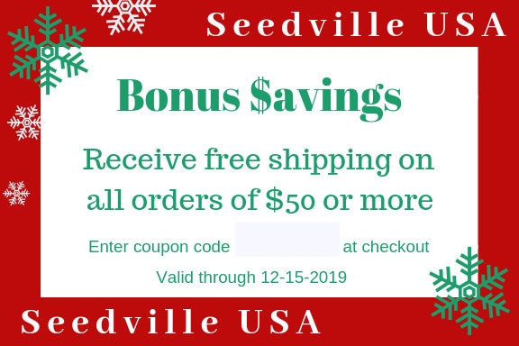 Seedville USA Shop Gift Certificate - Christmas Design - By Email or Postal Mail - You Choose Amount