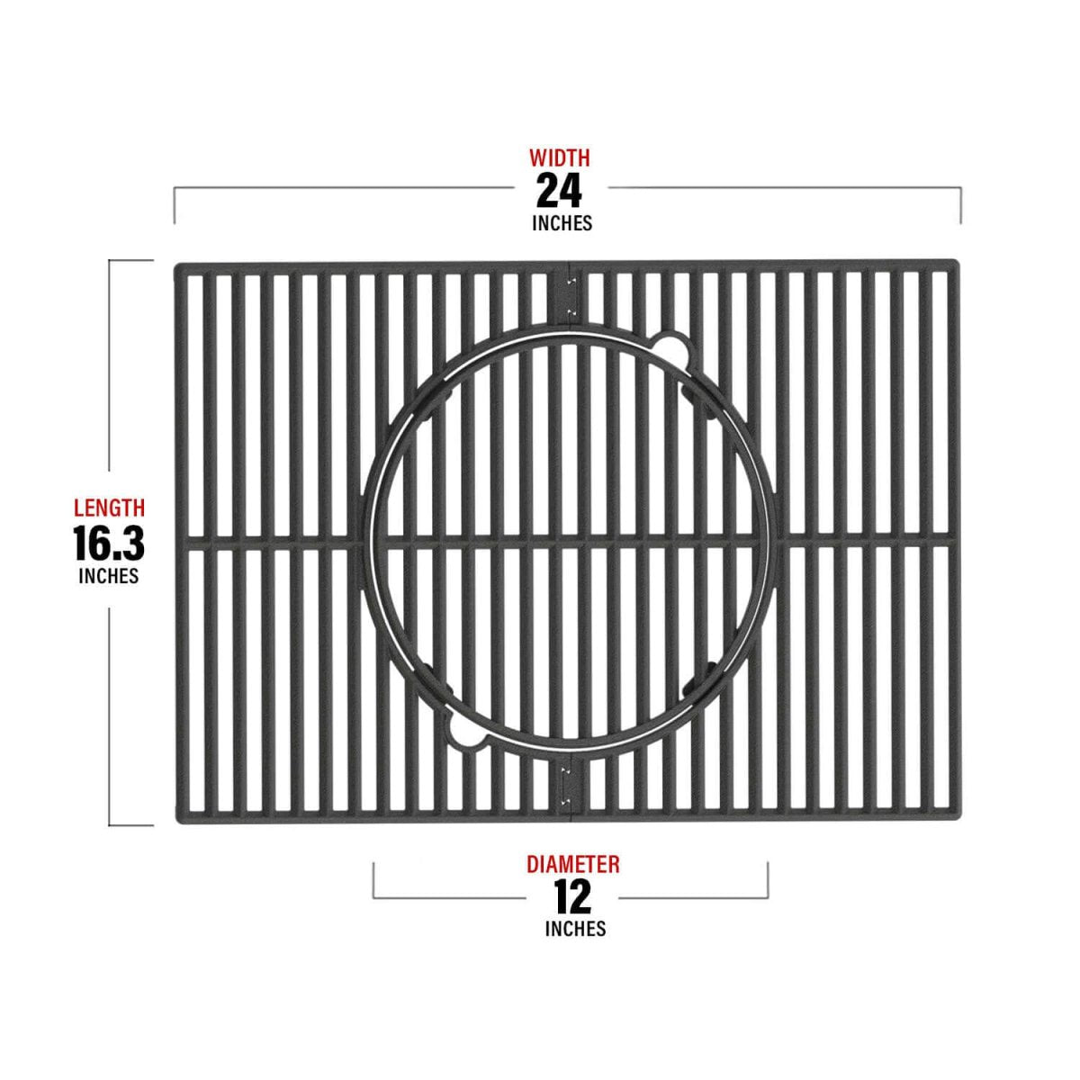 Multifunction Cast Iron Grill Grate for 3-Burner Grill