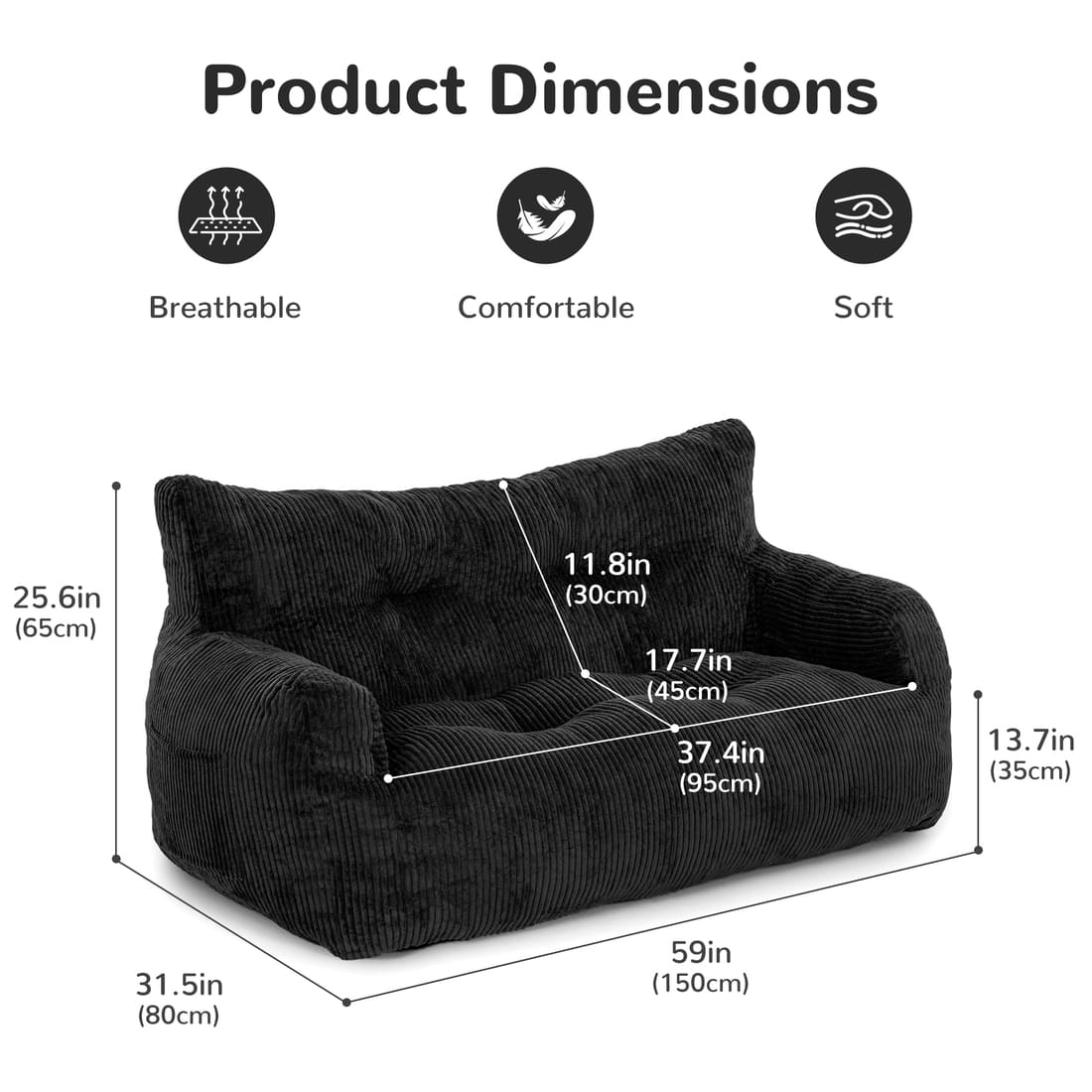 Pamapic Adult Bean Bag Chair for House Comfy