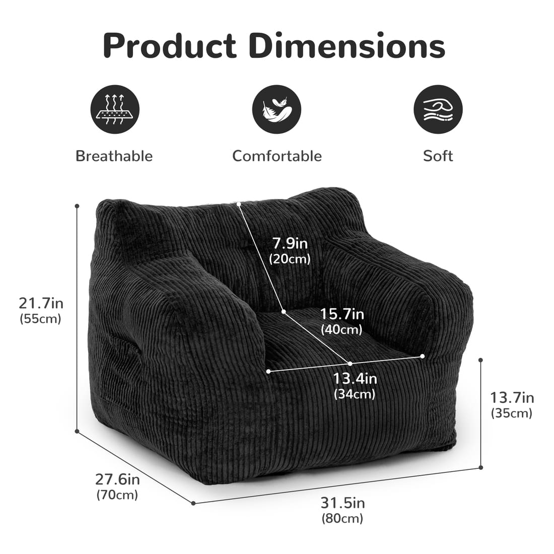 Pamapic Adult Bean Bag Chair for House Comfy