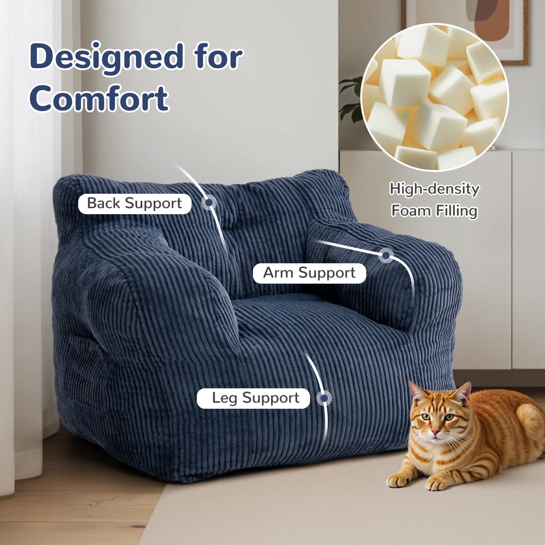 Pamapic Adult Bean Bag Chair for House Comfy