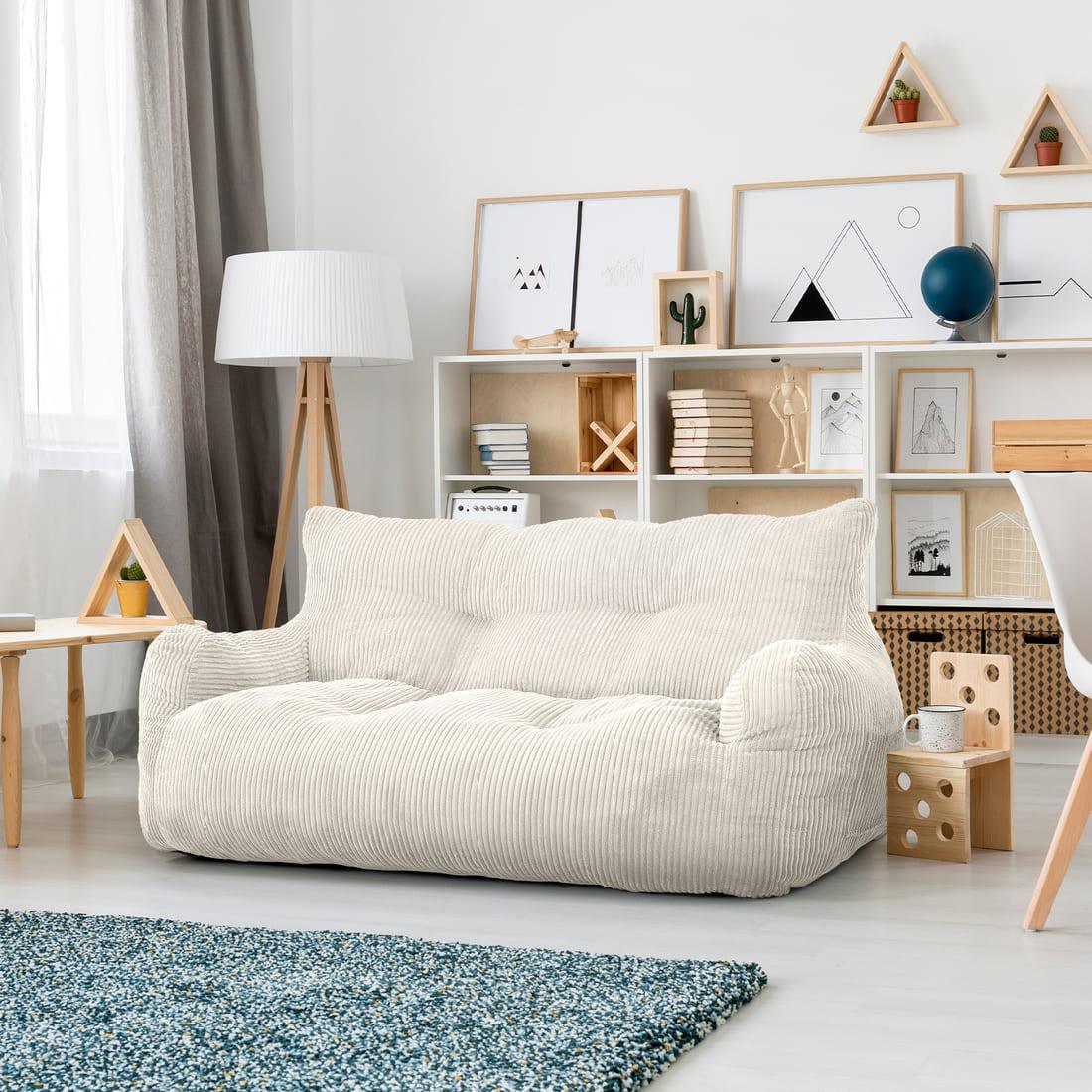 Pamapic 2-Seat Structured Big Bean Bag Chairs for Adult