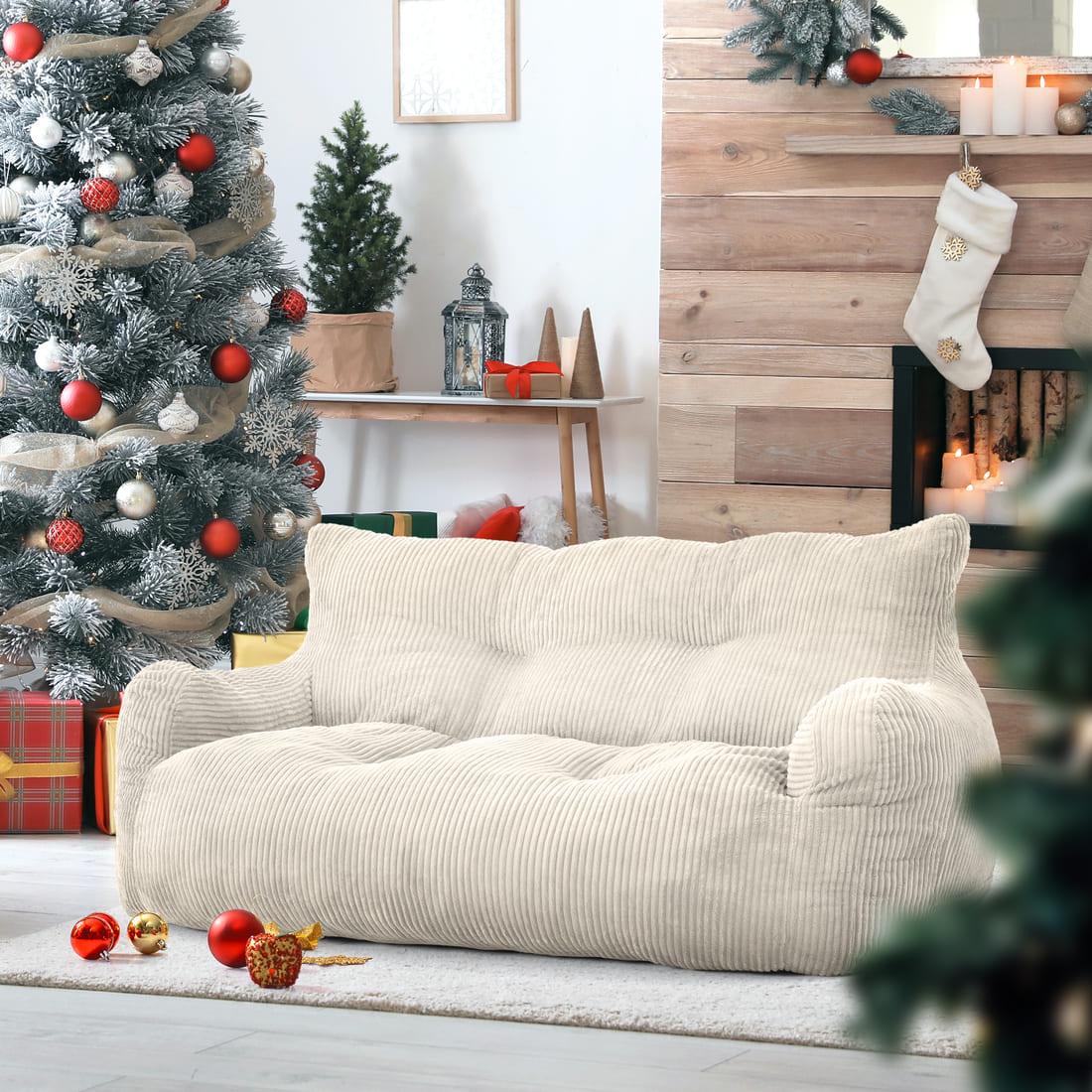 Pamapic 2-Seat Structured Big Bean Bag Chairs for Adult