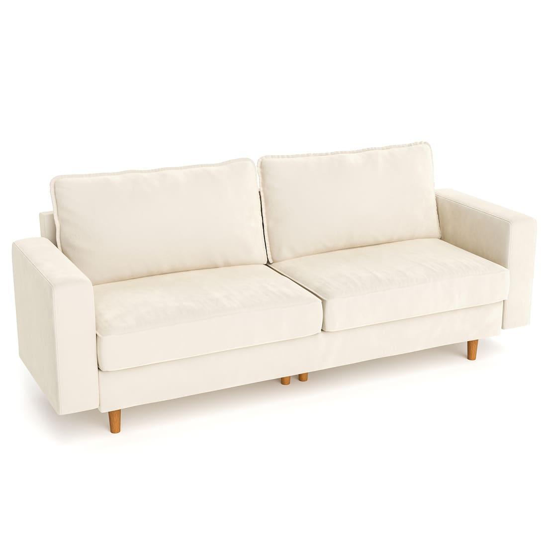 Pamapic 81" Modern Loveseat Sofa with Comfy Dutch Velvet Cushion, Cream