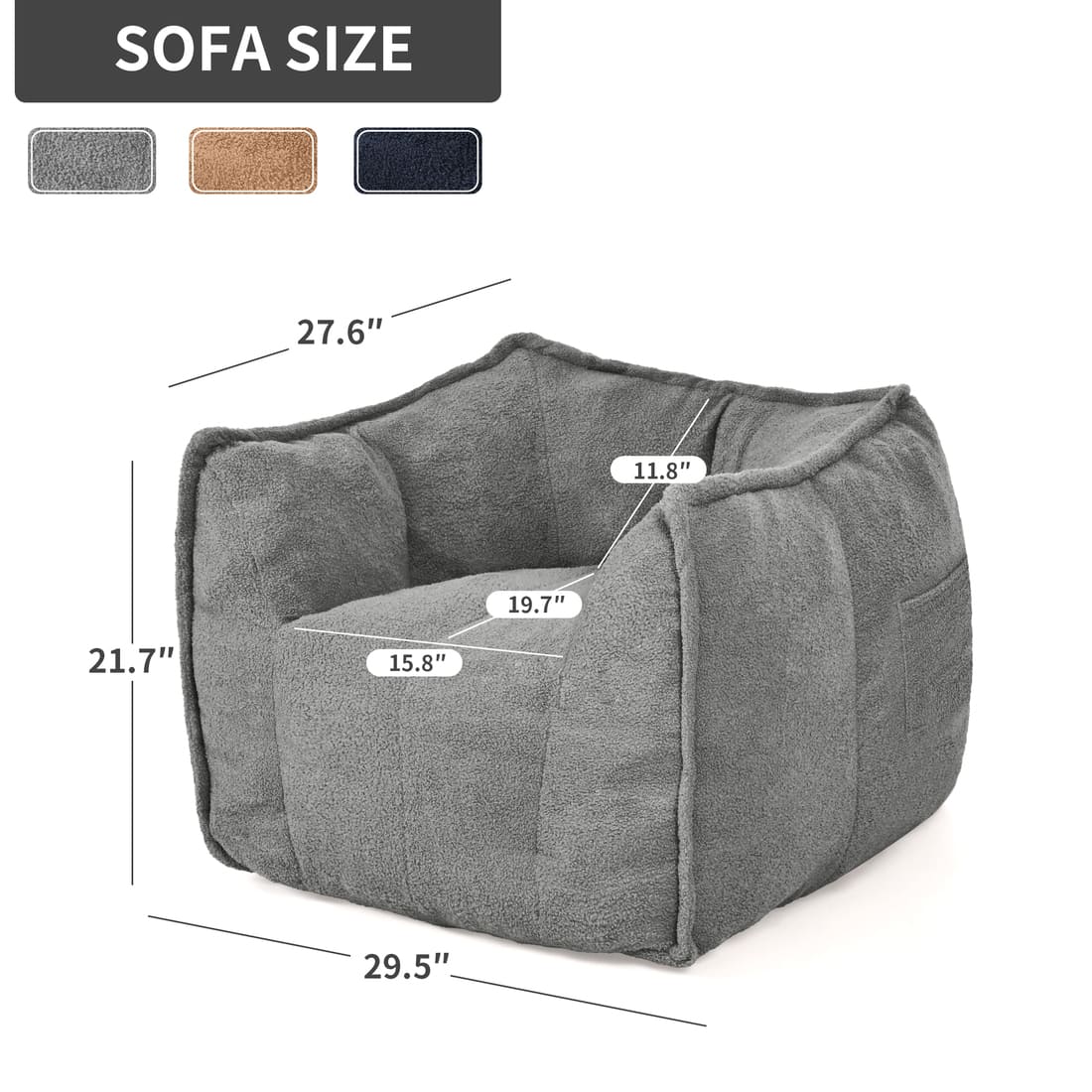 Pamapic Bean Bag Chair for Teens & Kids with Teddy Fleece Fabric