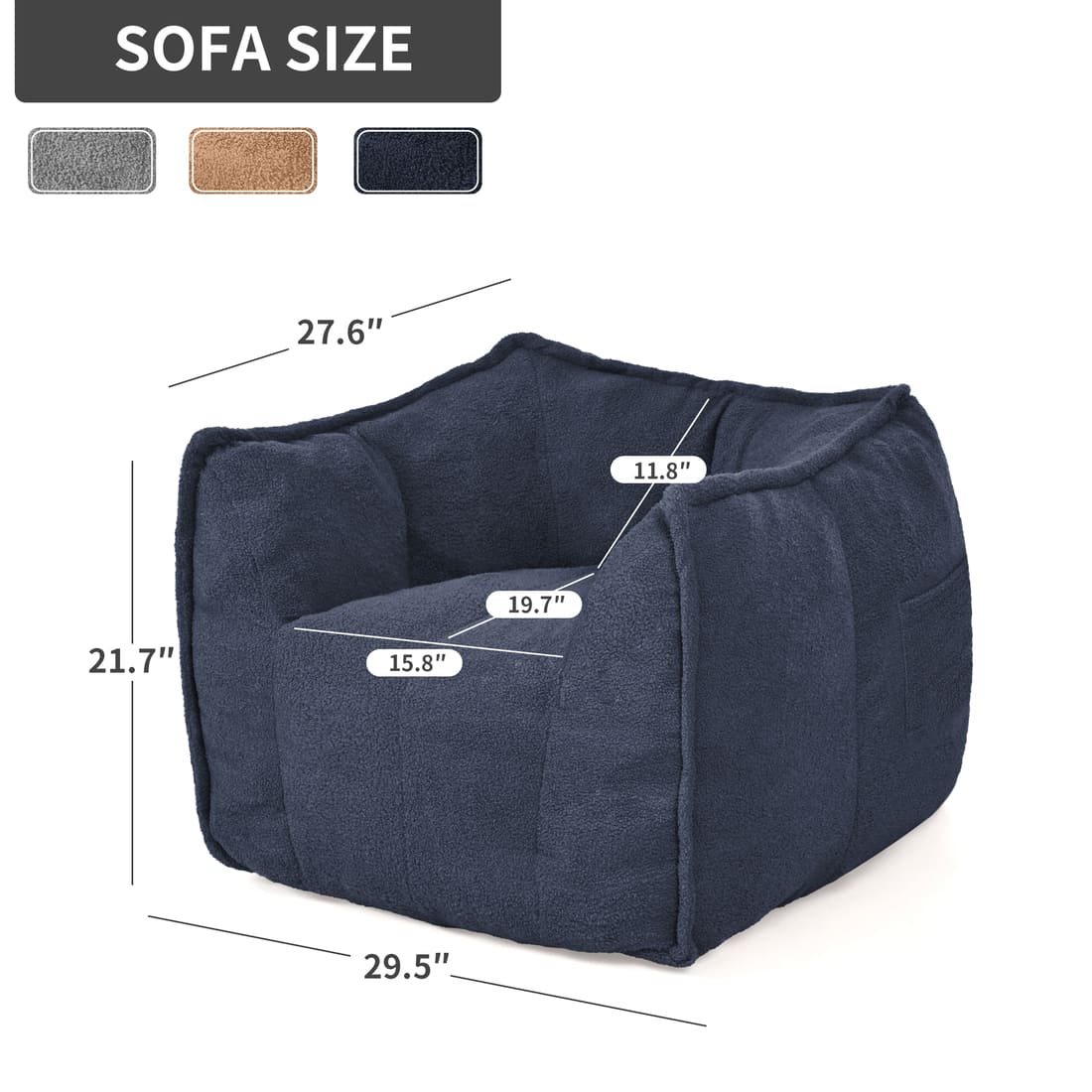 Pamapic Bean Bag Chair for Teens & Kids with Teddy Fleece Fabric