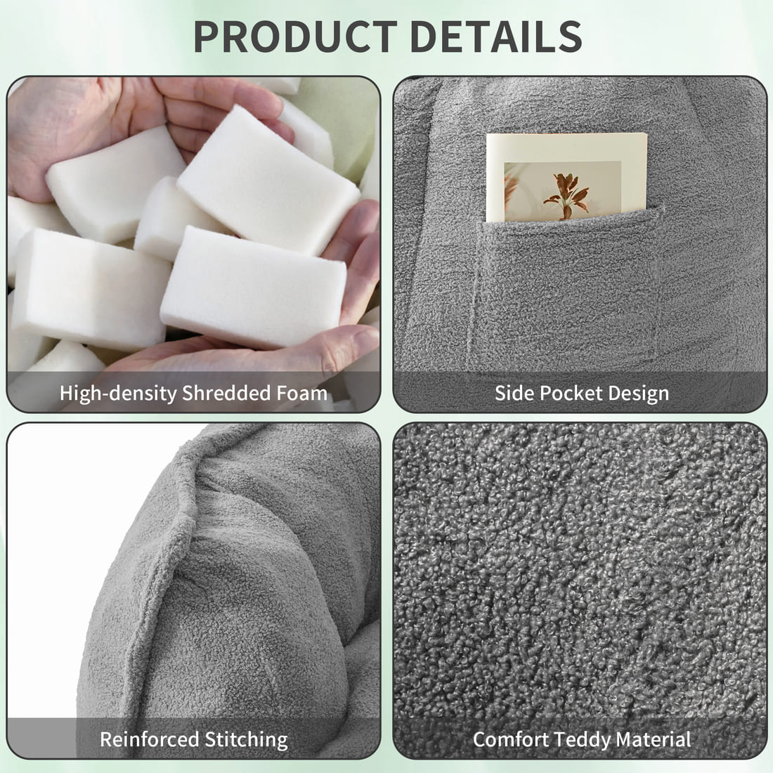 Pamapic 2-Seat Big Bean Bag Chairs for Dorm Room & Bedroom