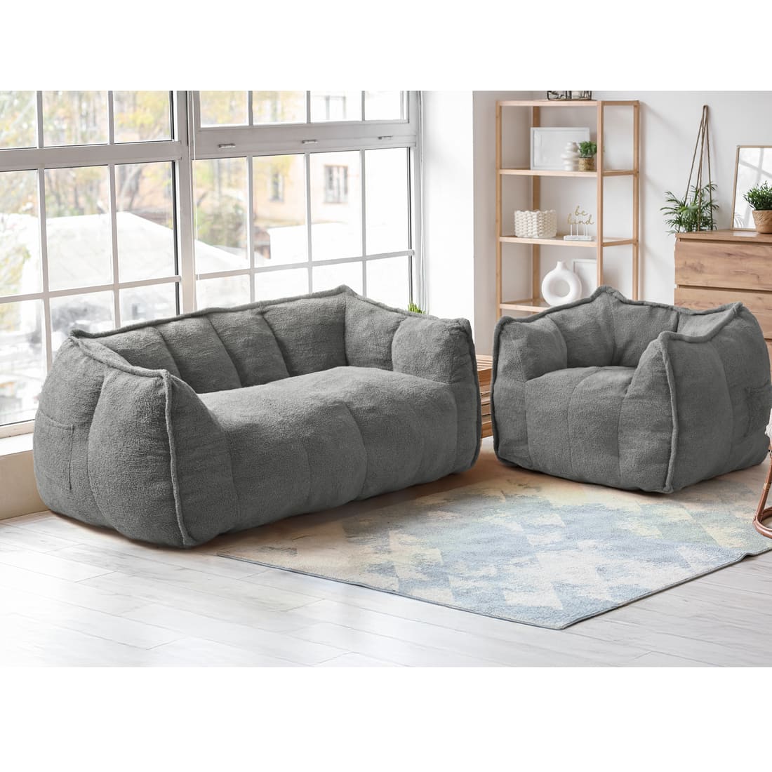 Pamapic 2-Seat Big Bean Bag Chairs for Dorm Room & Bedroom