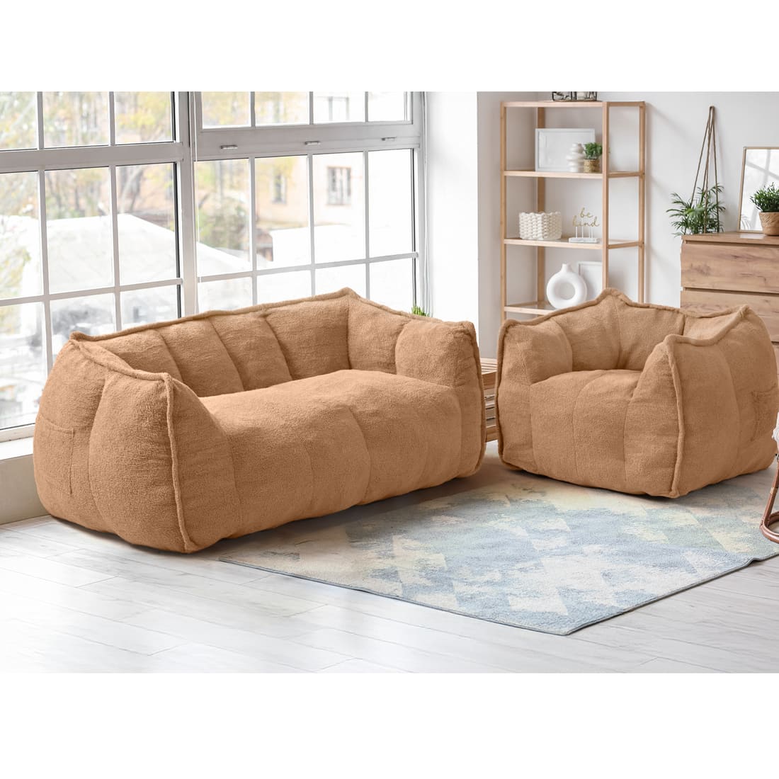 Pamapic 2-Seat Big Bean Bag Chairs for Dorm Room & Bedroom